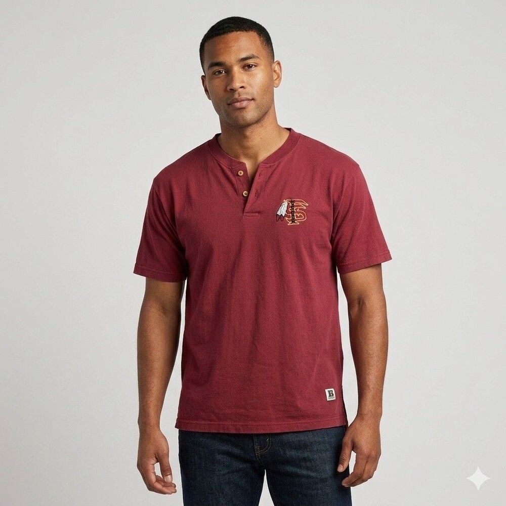 Vintage Florida State Seminoles Henley T Shirt Mens L Red Embroidered Logo